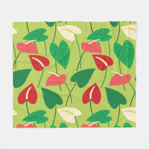 Colourful flamingo flowers pattern fleece blanket