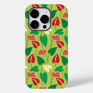 Colourful flamingo flowers pattern iPhone 14 pro case