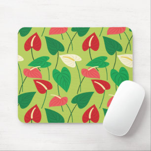 Colourful flamingo flowers pattern mouse pad