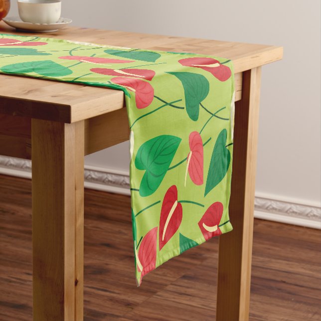 Colourful flamingo flowers pattern short table run short table runner (In Situ)