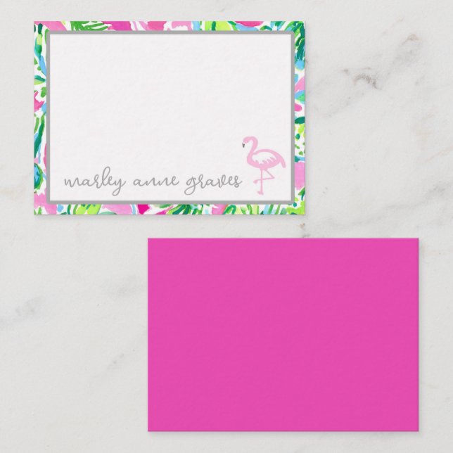 Colourful Flamingo Personalized Note Cards (Front/Back)