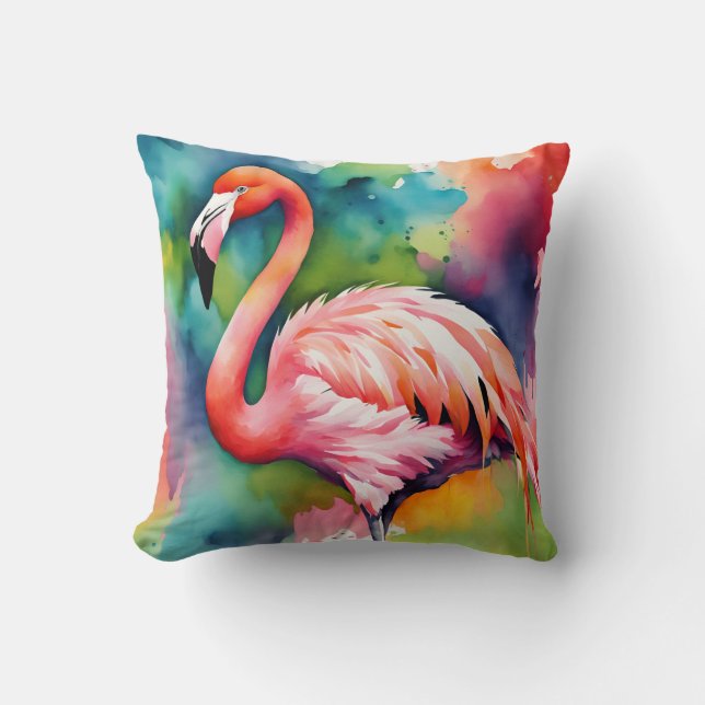 Colourful Flamingo  Throw Pillow (Front)