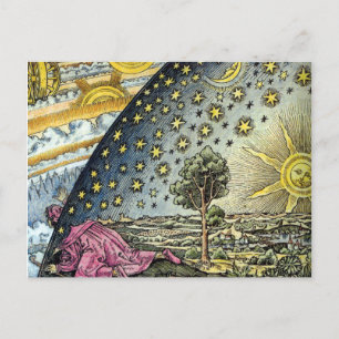Colourful Flammarion Engraving The Sun and the Sta Postcard