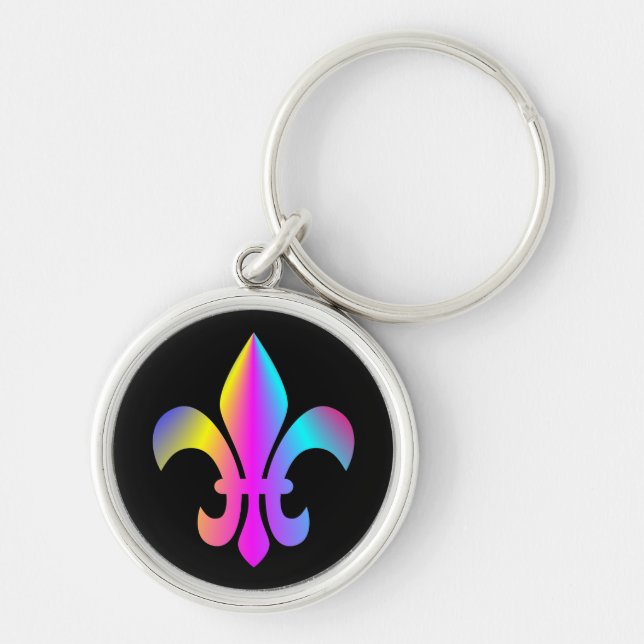 Colourful Fleur de Lis Keychain (Front)