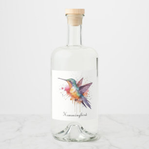 Colourful Flight, watercolor hummingbird custom Liquor Bottle Label