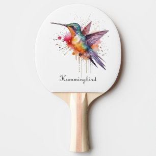 Colourful Flight, watercolor hummingbird custom Ping Pong Paddle