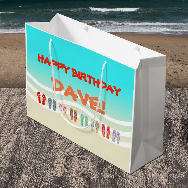 Colourful Flip Flops Beach Birthday Large Gift Bag (Creator Uploaded)
