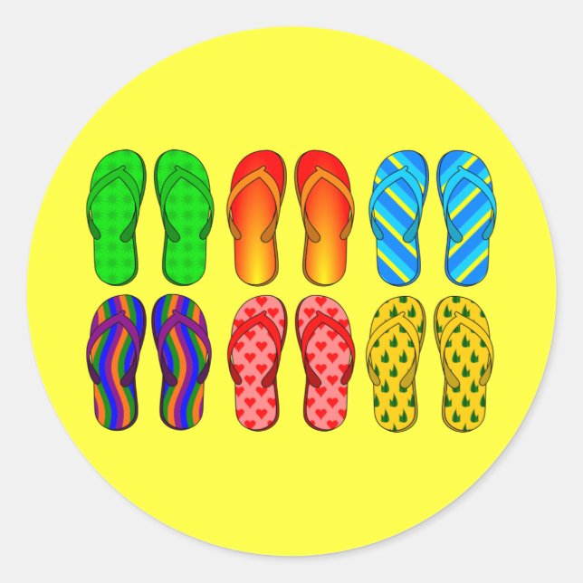 Colourful Flip Flops Classic Round Sticker (Front)