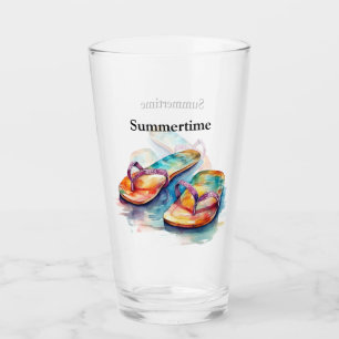colourful flip flops watercolor customizable  glass