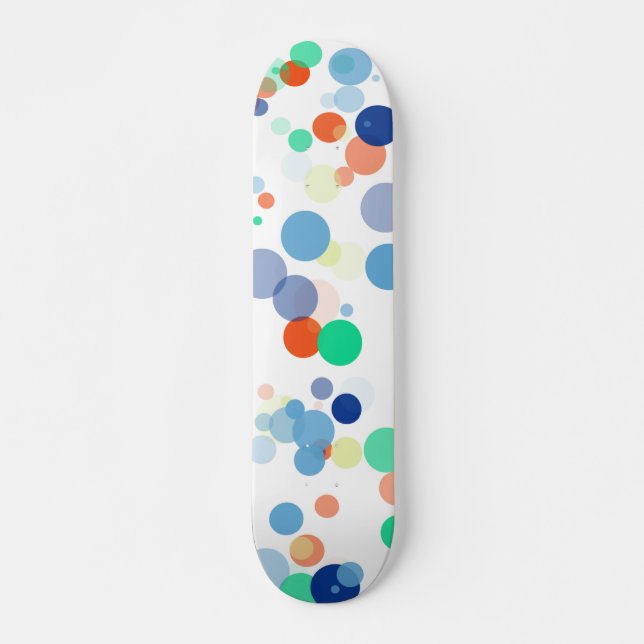 Colourful Floating Modern Polka Dot Pattern Skateboard (Front)