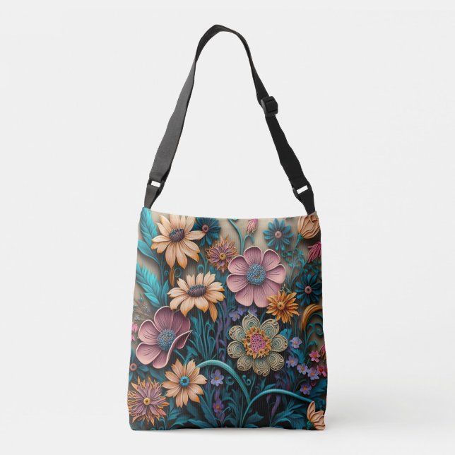 Colourful Floral 3D Crossbody Bag (Back)