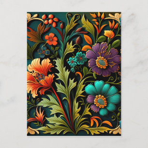 Colourful Floral 3D Effect Background Postcard