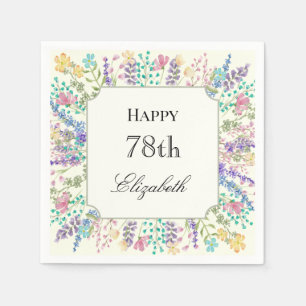 Colourful Floral 78th Birthday Napkin