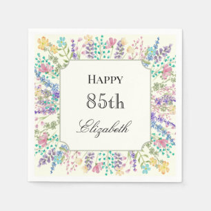 Colourful Floral 85th Birthday Napkin