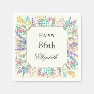 Colourful Floral 86th Birthday Napkin
