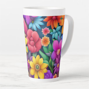 Colourful Floral #990 - Latte Mug