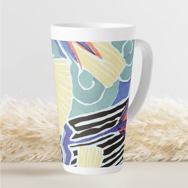 Colourful Floral Abstract Art Pattern by E.A. Ségu Latte Mug (Creator Uploaded)