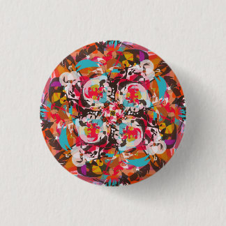 Colourful Floral Abstract Design 1 Inch Round Button