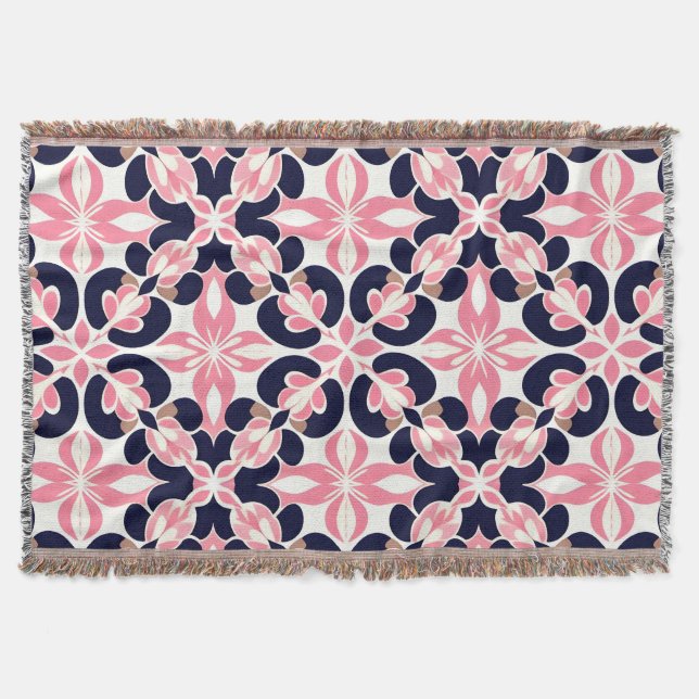 Colourful Floral Abstract Pattern Throw Blanket (Front)