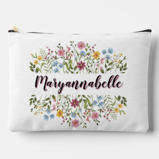 Colourful Floral Add Your Name Accessory Pouch