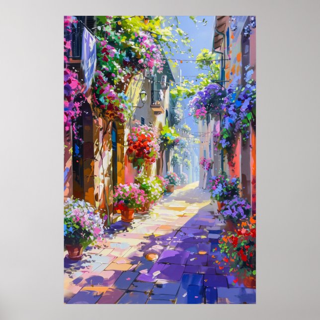 Colourful Floral Alley in Spring Poster (Front)