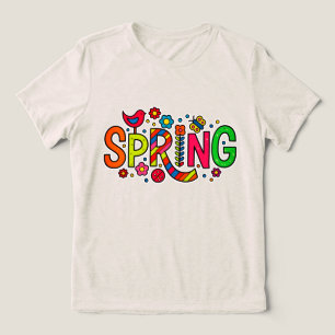 Colourful Floral and Bird Spring Tri-Blend Shirt