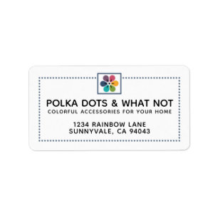 Colourful Floral and Navy Polka Dots Label
