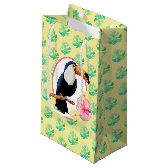 Colourful Floral And Tropical Bird Gift Bag (Front Angled)