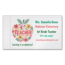 Colourful Floral Apple Teacher Back to School