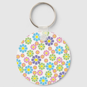 Colourful floral art pattern design keychain