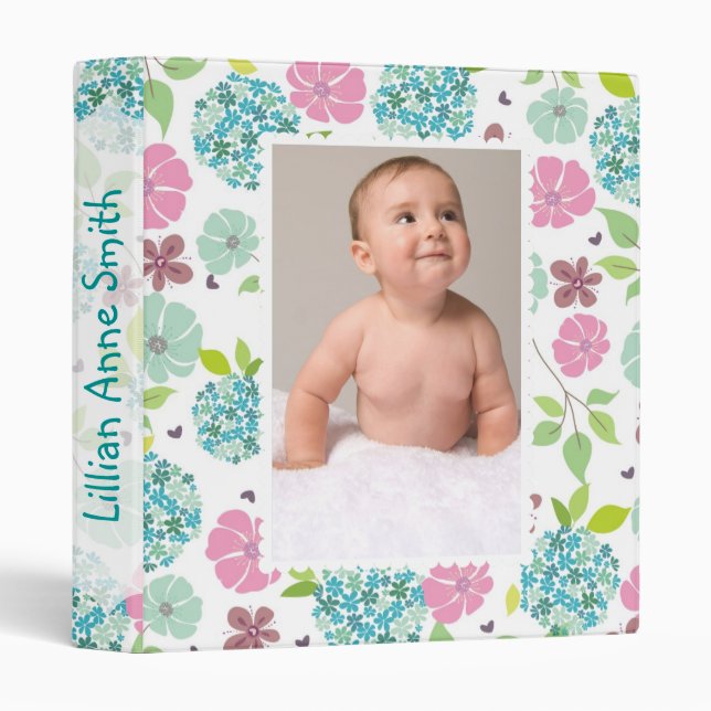 Colourful Floral Baby Album Binder (Front/Spine)