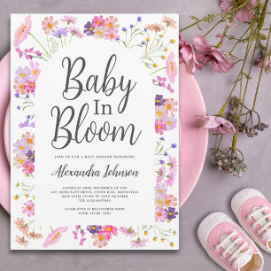 Colourful Floral baby in bloom Baby Shower Invitation