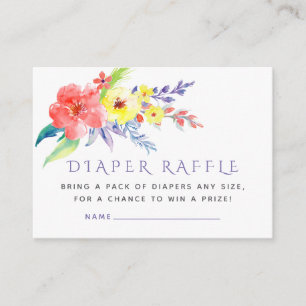 Colourful Floral Baby Shower Diaper Raffle Enclosure Card