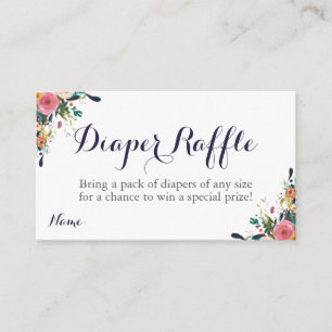 Colourful Floral Baby Shower Diaper Raffle Tickets Enclosure Card