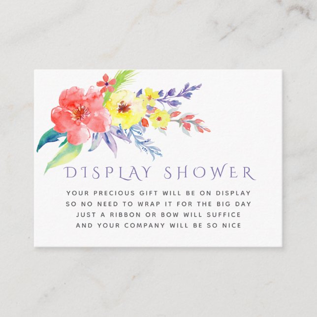 Colourful Floral Baby Shower Display Shower Enclosure Card (Front)