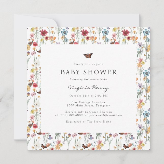 Colourful Floral Baby Shower Invitation (Front)