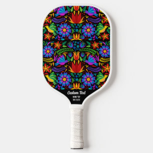 Colourful Floral Bird Pattern Your Custom Text Nam Pickleball Paddle