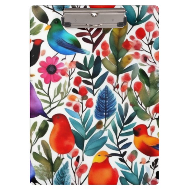 Colourful floral birds clipboard (Front)