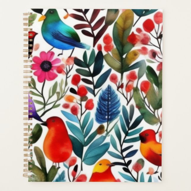 Colourful floral birds planner (Front)