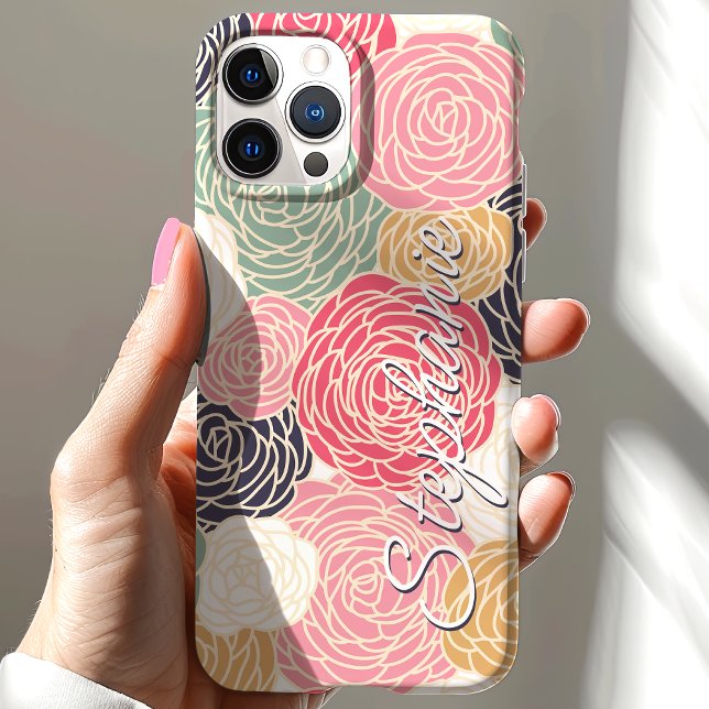 Colourful Floral Bloom Personalized Name Case-Mate iPhone Case (Creator Uploaded)