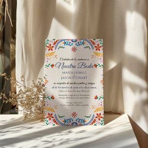 Colourful Floral Botanical Flowers Spanish Wedding Invitation
