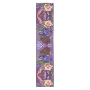 colourful floral bouquet art short table runner