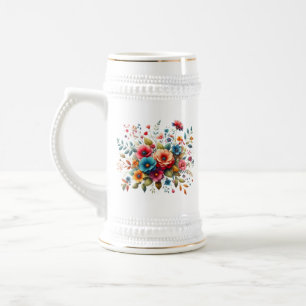 Colourful Floral Bouquet Design-58576 Beer Stein