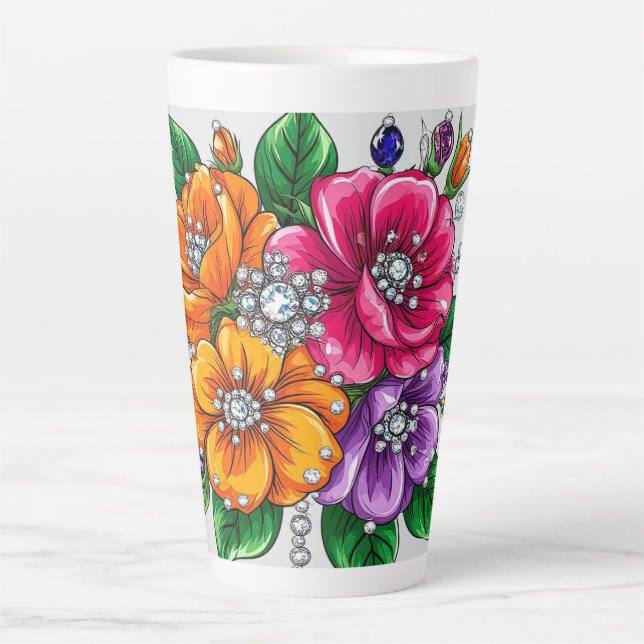 Colourful Floral Bouquet Latte Mug (Front)