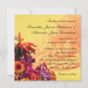 Colourful Floral Bouquet Orange/Yellow Design Invitation