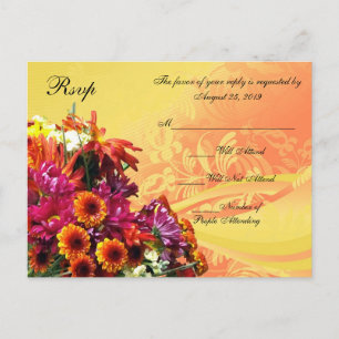 Colourful Floral Bouquet Orange/Yellow Design Invitation Postcard