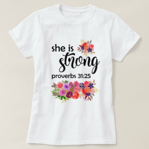 Colourful Floral Bouquet   She Is Strong T-Shirt