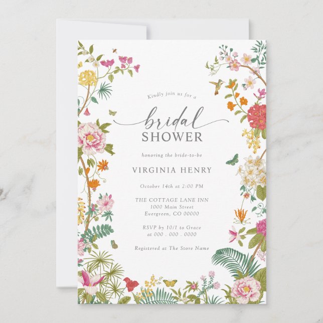 Colourful Floral Bridal Shower Invitation (Front)