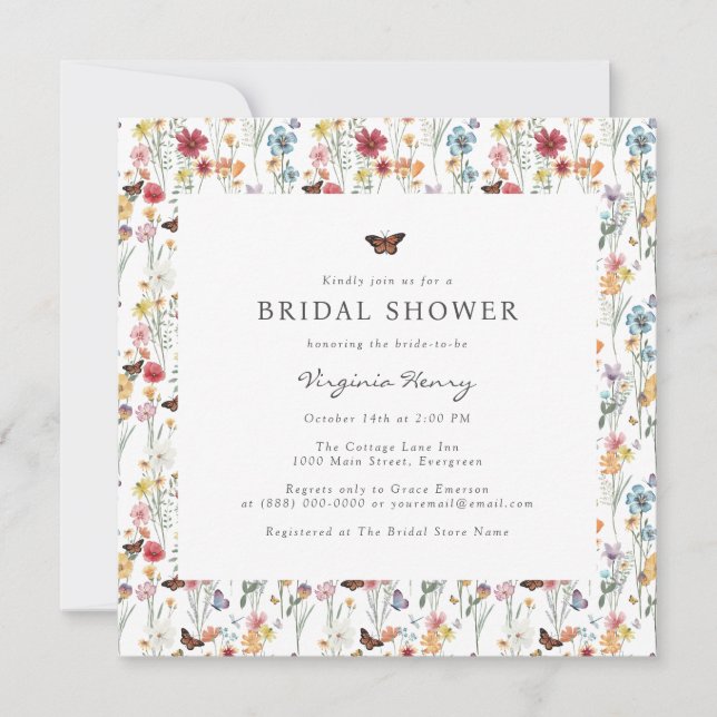 Colourful Floral Bridal Shower Invitation (Front)