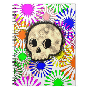 Colourful Floral Burst Skull Watercolor Notebook